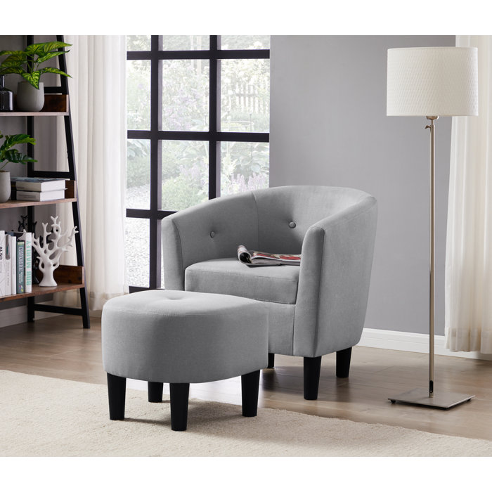 Lark Manor Waterville 25'' Wide Barrel Chair and Ottoman & Reviews